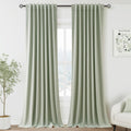 Nanspring Mist Sage 100% Blackout Linen Curtains for Bedroom 90 Inches Long Back Tab Rod Pocket Thermal Insulated Acoustic Panels Black out…