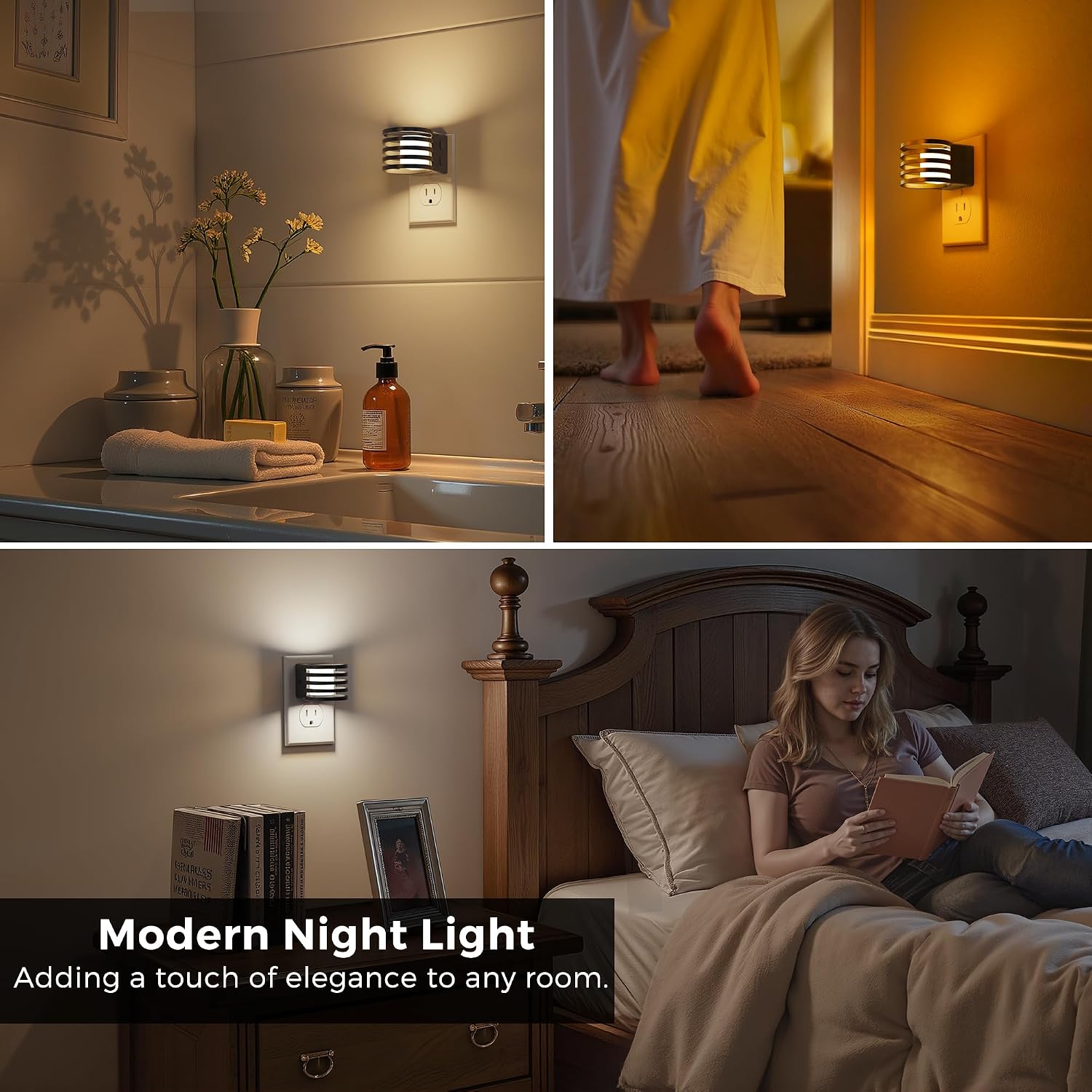 L LOHAS LED Night Light, 4 Pack 3CCT Night Lights Plug into Wall, Amber/3000K/5000K Adjustable Color Temperature Night-Lights, Dimmable…