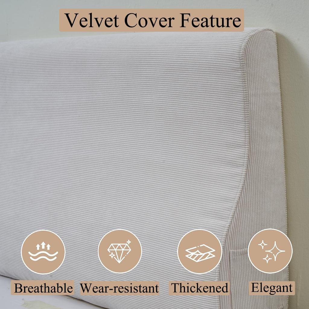 Queen Size Wedge headboard Cushion Triangular Bed Wedge Pillow for Headboard Large Couch Back Support Pillow for Bed Sitting up…
