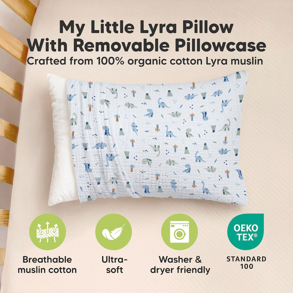 KeaBabies Toddler Pillow with Pillowcase – 13x18 Soft, Breathable Organic Cotton Muslin Kids Pillow for Sleeping, Travel, Preschool Nap…