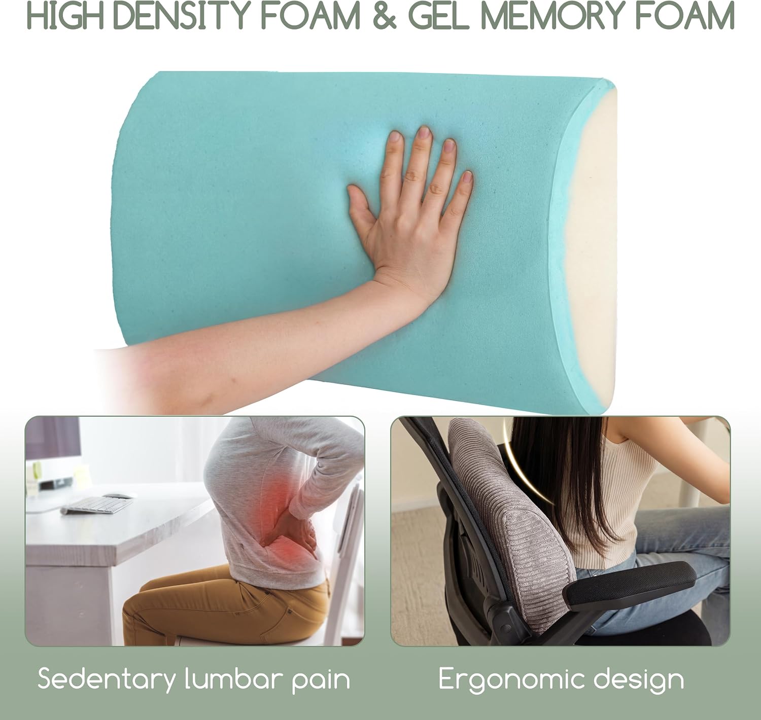 Higogogo Lumbar Support Pillow for Recliner Chair/Accent Chair/Couch, Large Memory Foam Back Support Cushion for Elderly, Recliner Cushions…