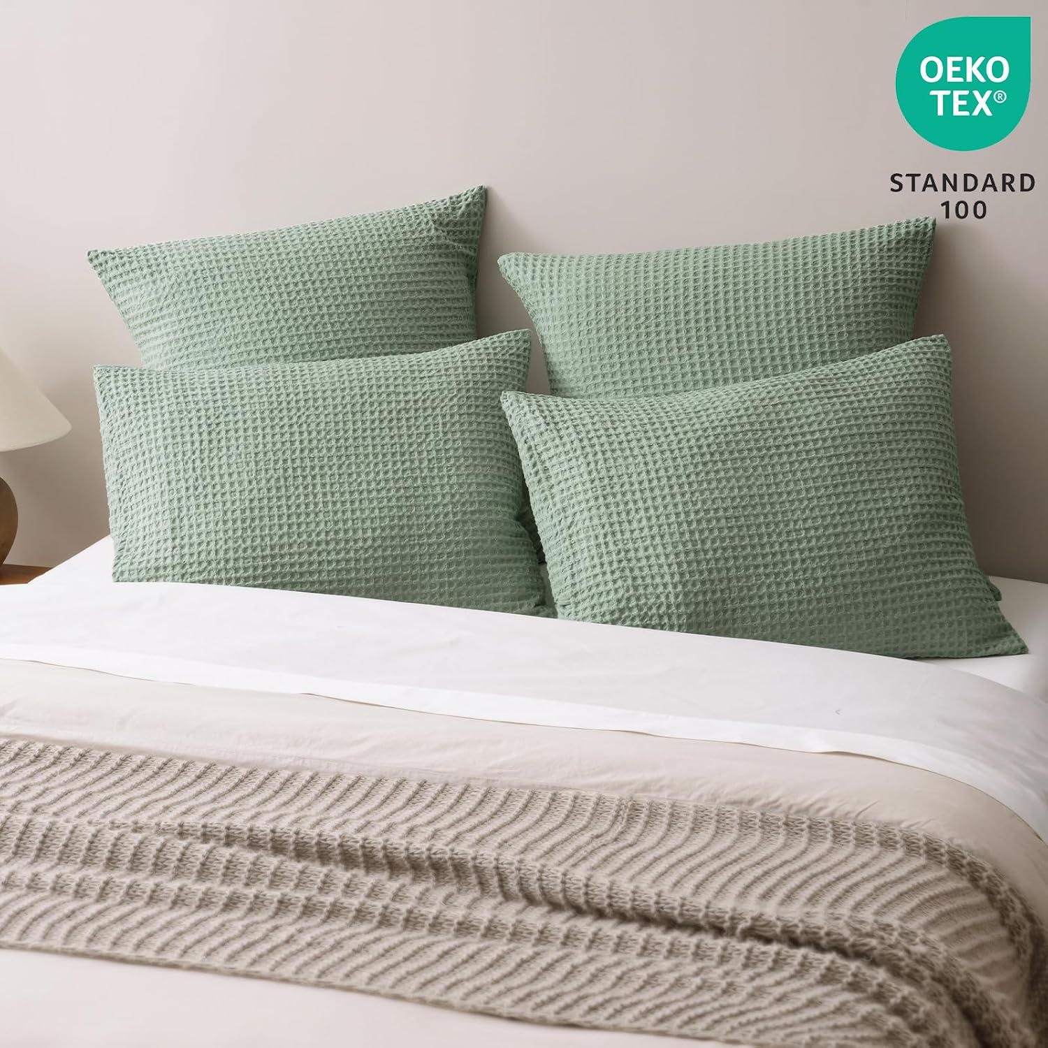Phf Ultra Soft Waffle Weave Pillow Shams Standard Size, No Insert, 2 Pack 20" x 26" Pillowcases, Breathable & Skin-Friendly Pillow Cases, St…