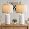SeealleLighting 23" Modern Ceramic Table Lamps Set of 2 - Table Lamps for Living room, Farmhouse Bedside Night Stands Lamp for Bedroom, Whi…