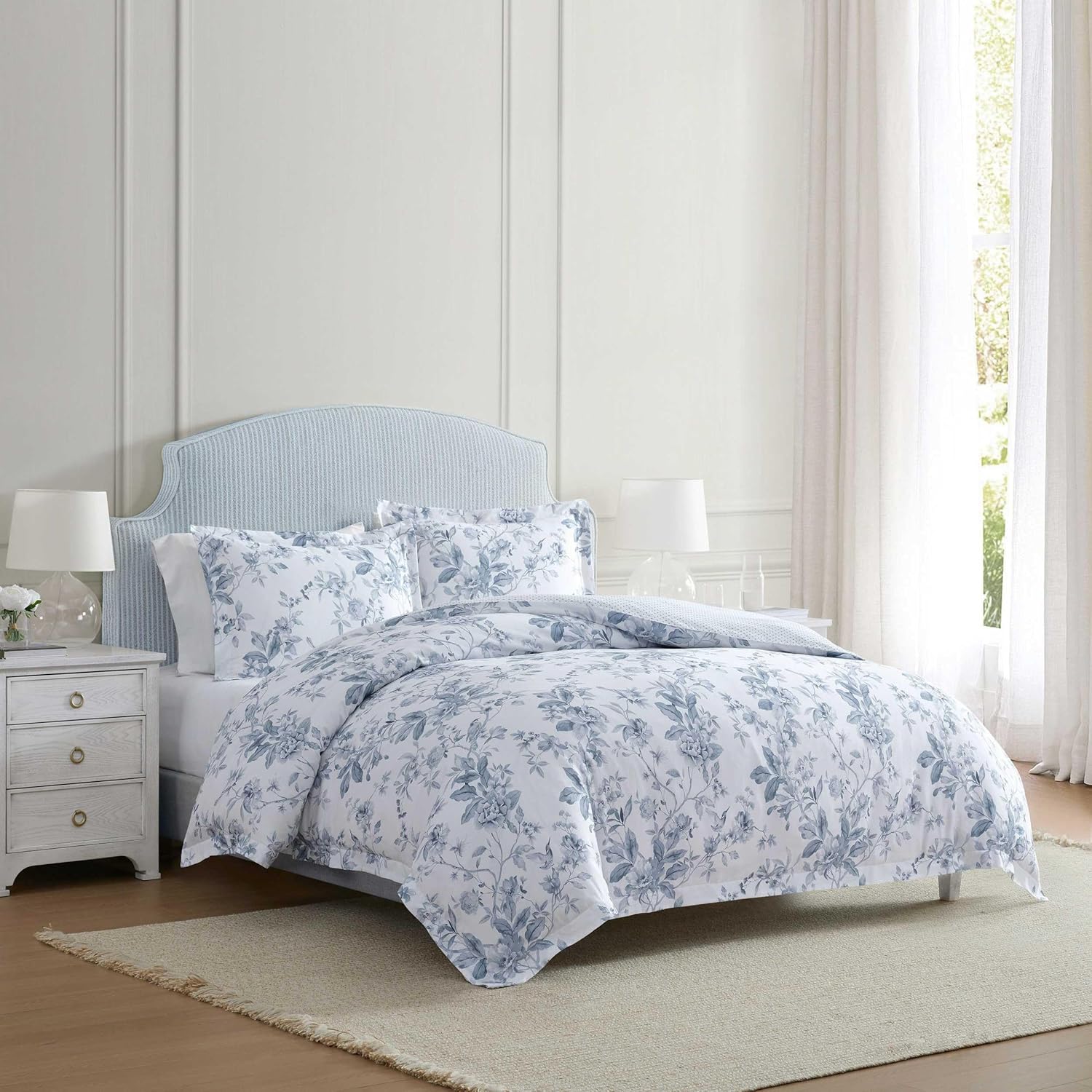 MarthaStewart Martha Stewart - King Duvet Cover Set, 100% Silky Smooth Cotton Sateen Bedding, 3 Piece Bed Set with Matching Pillowcases (So…