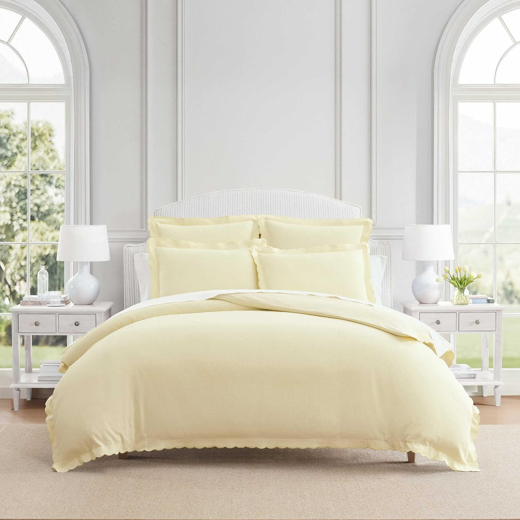 MarthaStewart Martha Stewart - Queen Duvet Cover Set, 100% Soft Cotton Blend Bedding, Corner Ties & Button Closure, 3 Piece Bed Set with Ma…