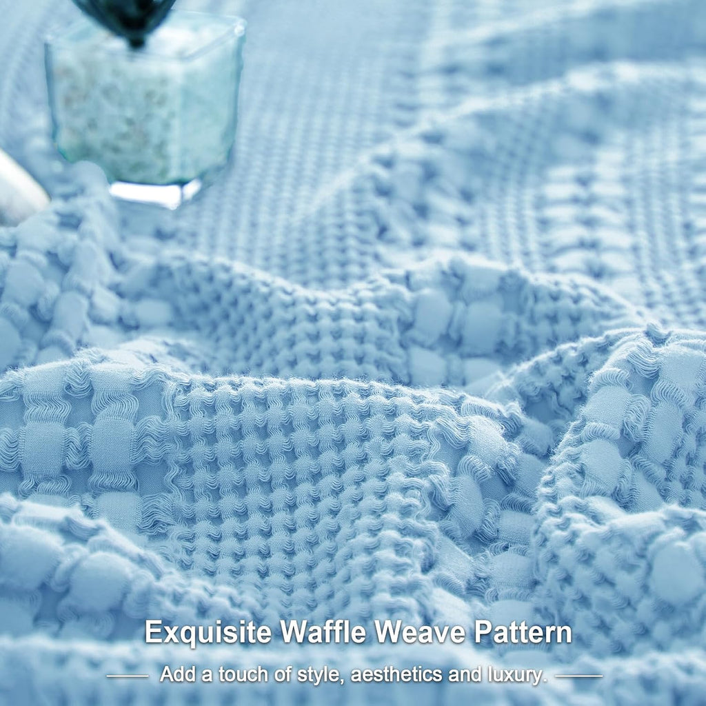 Phf Waffle Weave Pillow Shams Queen Size, 2 Pack 100% Cotton Pillowcases 20" x 30", No Insert, Soft & Breathable Aesthetic Woven Pillow Cas…