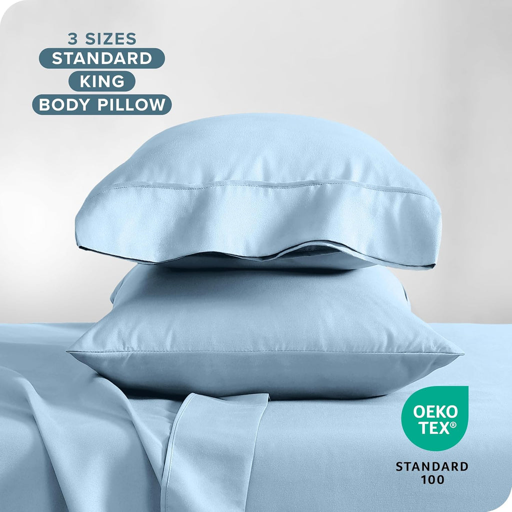 BareHome Bare Home Microfiber Pillow Cases - Standard/Queen Size Set of 2 - Cooling Pillowcases - Double Brushed - Light Blue Pillowcases 2…