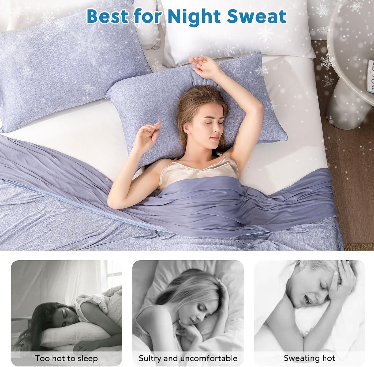 Homfine Cooling Pillowcase Body Size - Double Side Q-Max 0.439 Cooling Fiber for Pillow Protector, Breathable Long Cold Pillow Cover for Ho…
