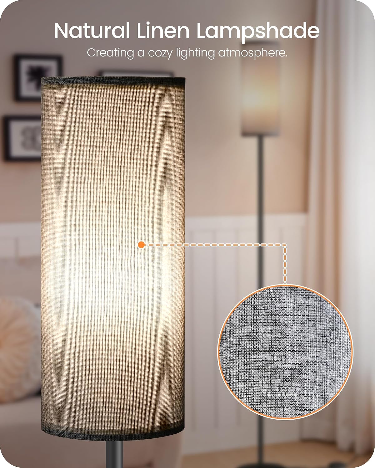 Dimmable Gray Floor Lamp for Living Room with Remote and Foot Switch, Corner Floor Lamp for Bedroom, Modern Standing Tall Lamp, 10W 900LM…