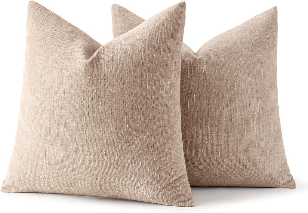 MIULEE Pack of 2 Decorative Throw Pillow Covers Soft Chenille Throw Pillows Solid Neutral Farmhouse Textured Cushion Covers for Couch…