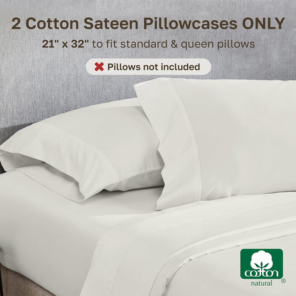 CaliforniaDesignDen California Design Den Standard Queen Size Pillowcase Set - 400 Thread Count, 100% Cotton Sateen, Set of 2 Pillow Covers…