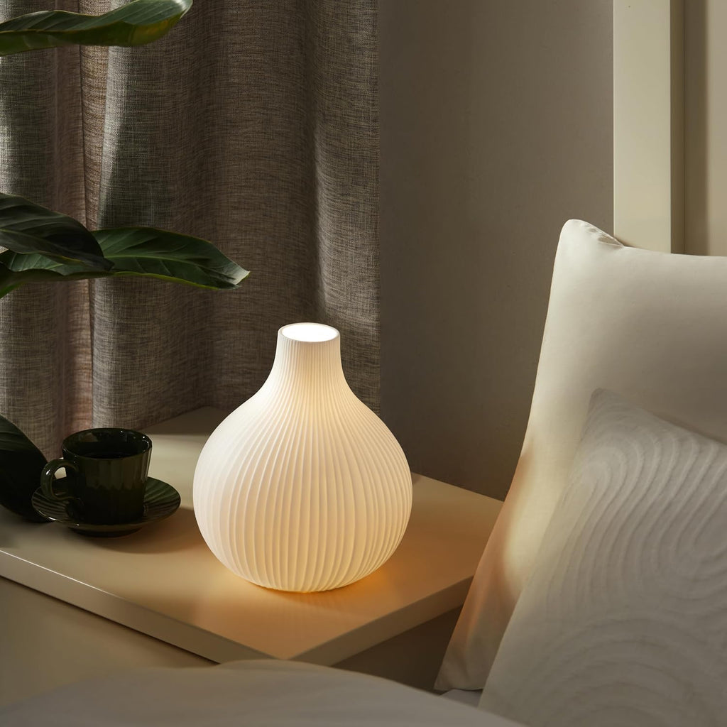 Rondure 8.7" Modern Ceramic Table Lamp, Fully Dimmable Modern Bedside Lamps for Bedroom, Living Room and Nightstand, White Translucent Cera…