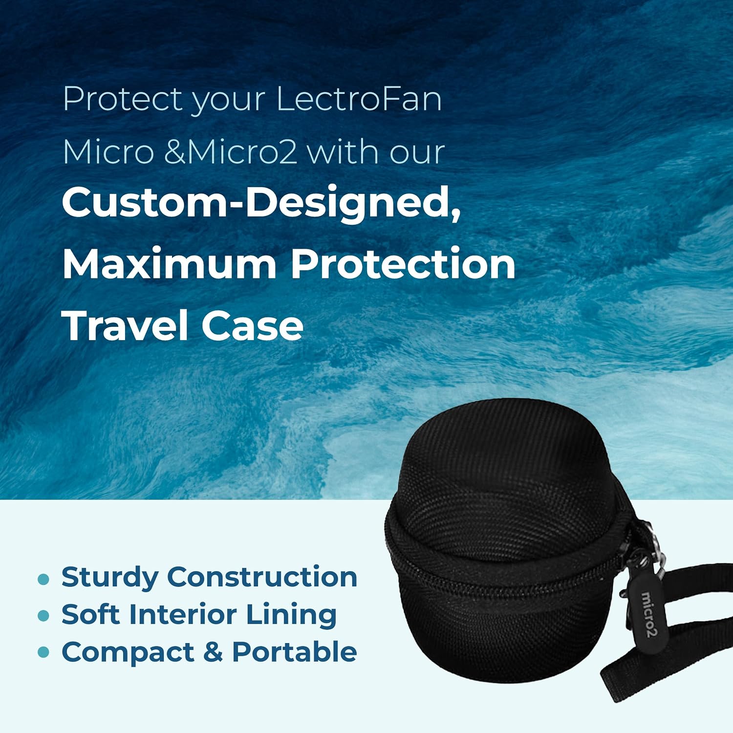 Adaptive Sound Technologies Carrying Case for LectroFan Micro & Micro2 - Case for Sound Machine - Hybrid Shell Type Exterior with Pocket…