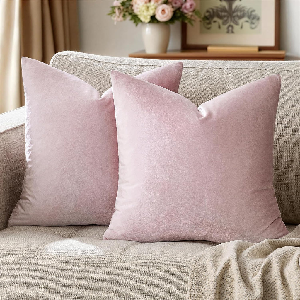 GIGIZAZAFocusingonhomedecoration GIGIZAZA Decor Throw Couch Pillow Covers, Set o 2 Sweet Lilac Sofa Cushion Pillow Covers, Velvet Pillow Case…
