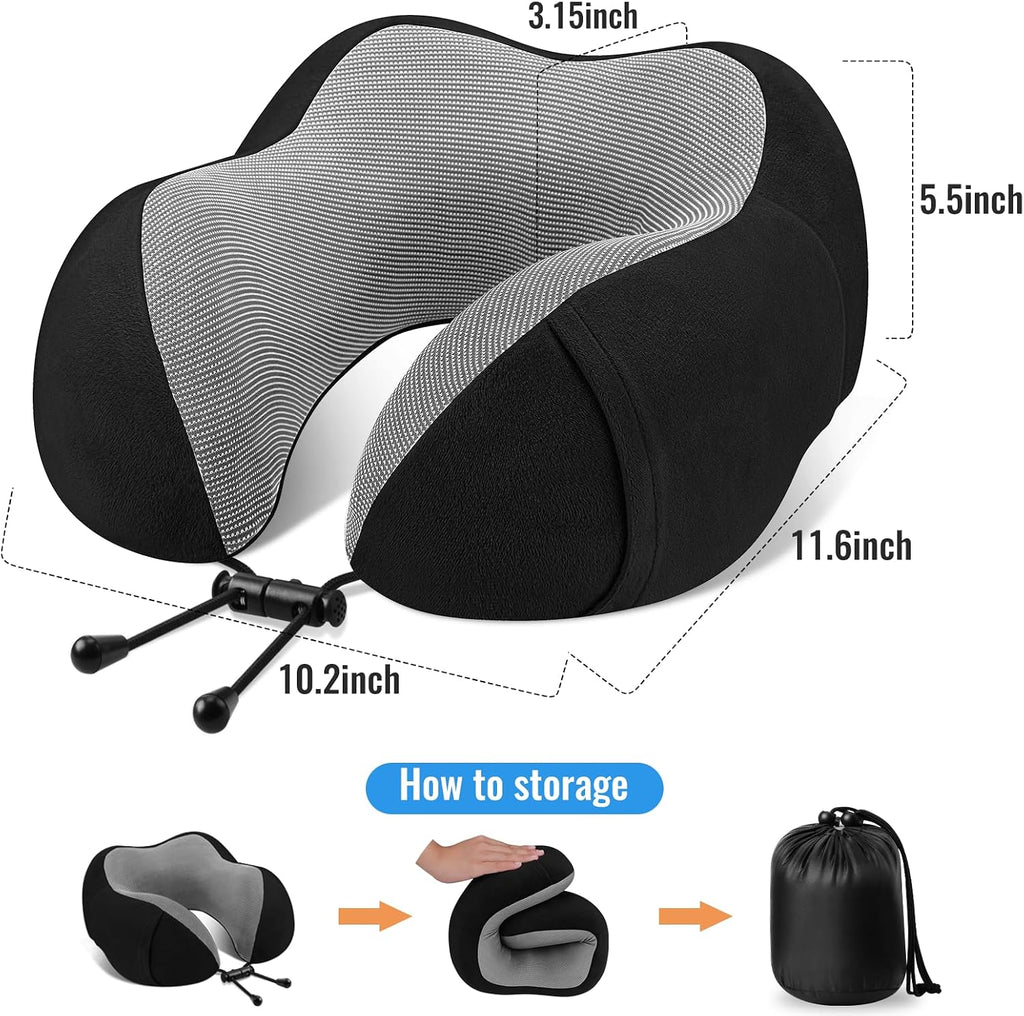 CloudBliss Travel Pillow Premium Memory Foam, Comfortable & Supportive Neck Pillow, Neck Pillows for Sleeping Travel, Airplane Pillow for…