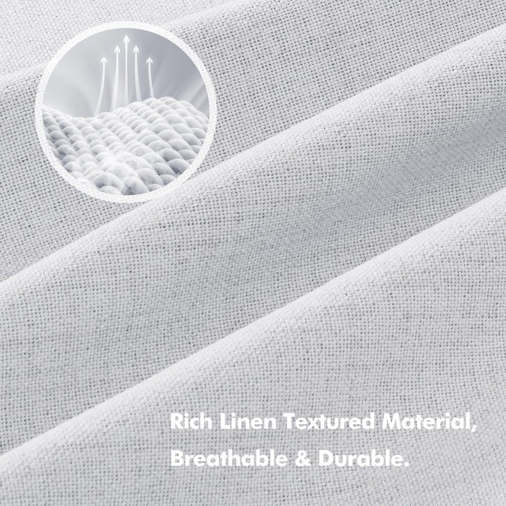 Miulee 100% Blackout Linen Curtains for Bedroom, Grayish White Solid Luxury Decor Thermal Insulation Room Darkening Drapes for Living Room…