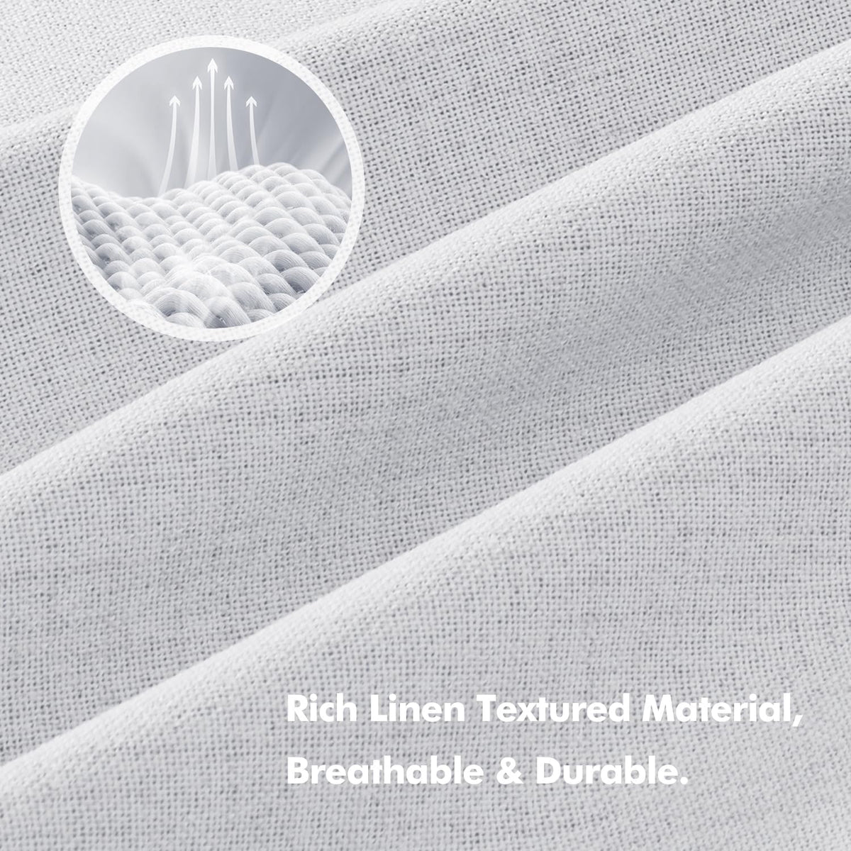 Miulee 100% Blackout Linen Curtains for Bedroom, Grayish White Solid Luxury Decor Thermal Insulation Room Darkening Drapes for Living Room…