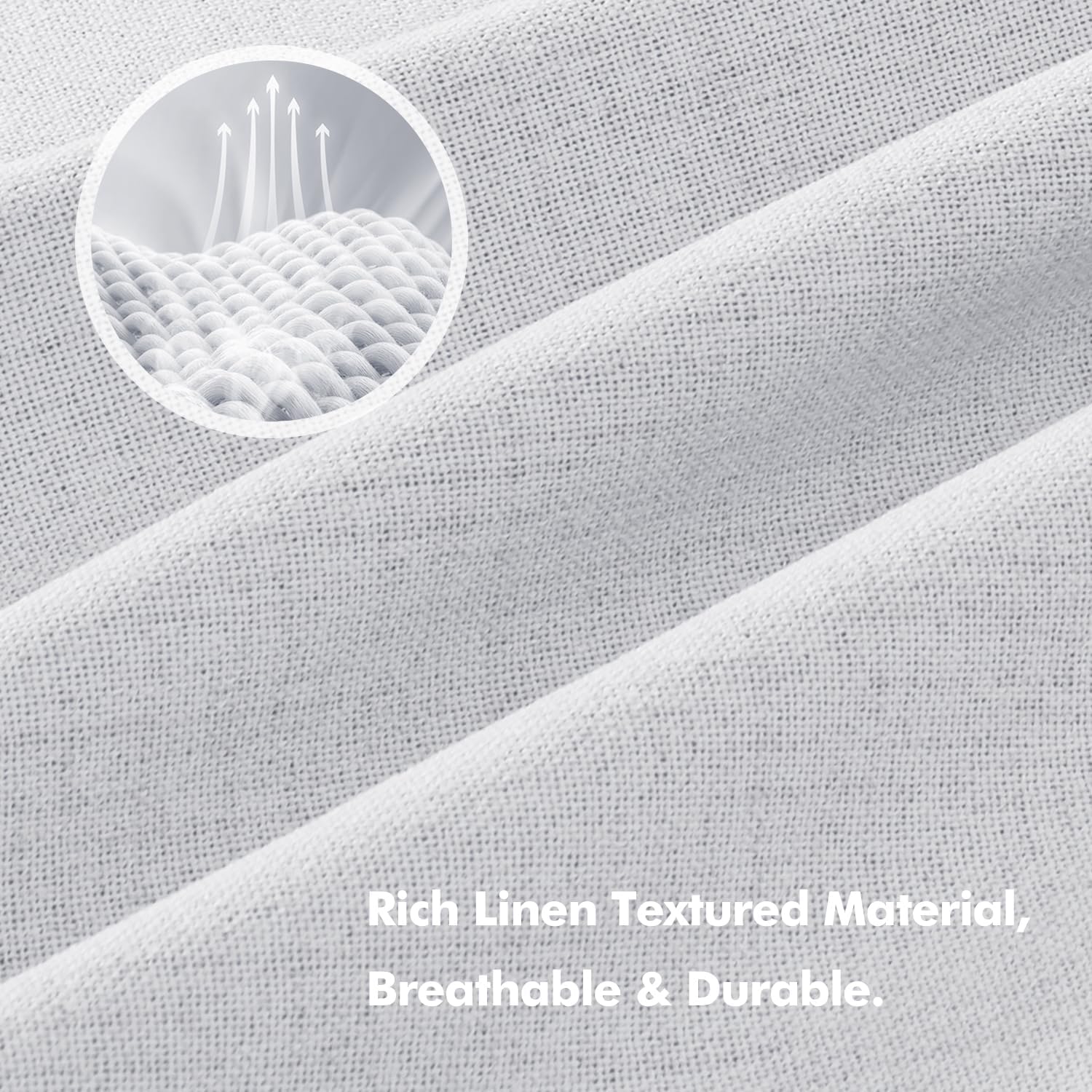Miulee 100% Blackout Linen Curtains for Bedroom, Grayish White Solid Luxury Decor Thermal Insulation Room Darkening Drapes for Living Room…