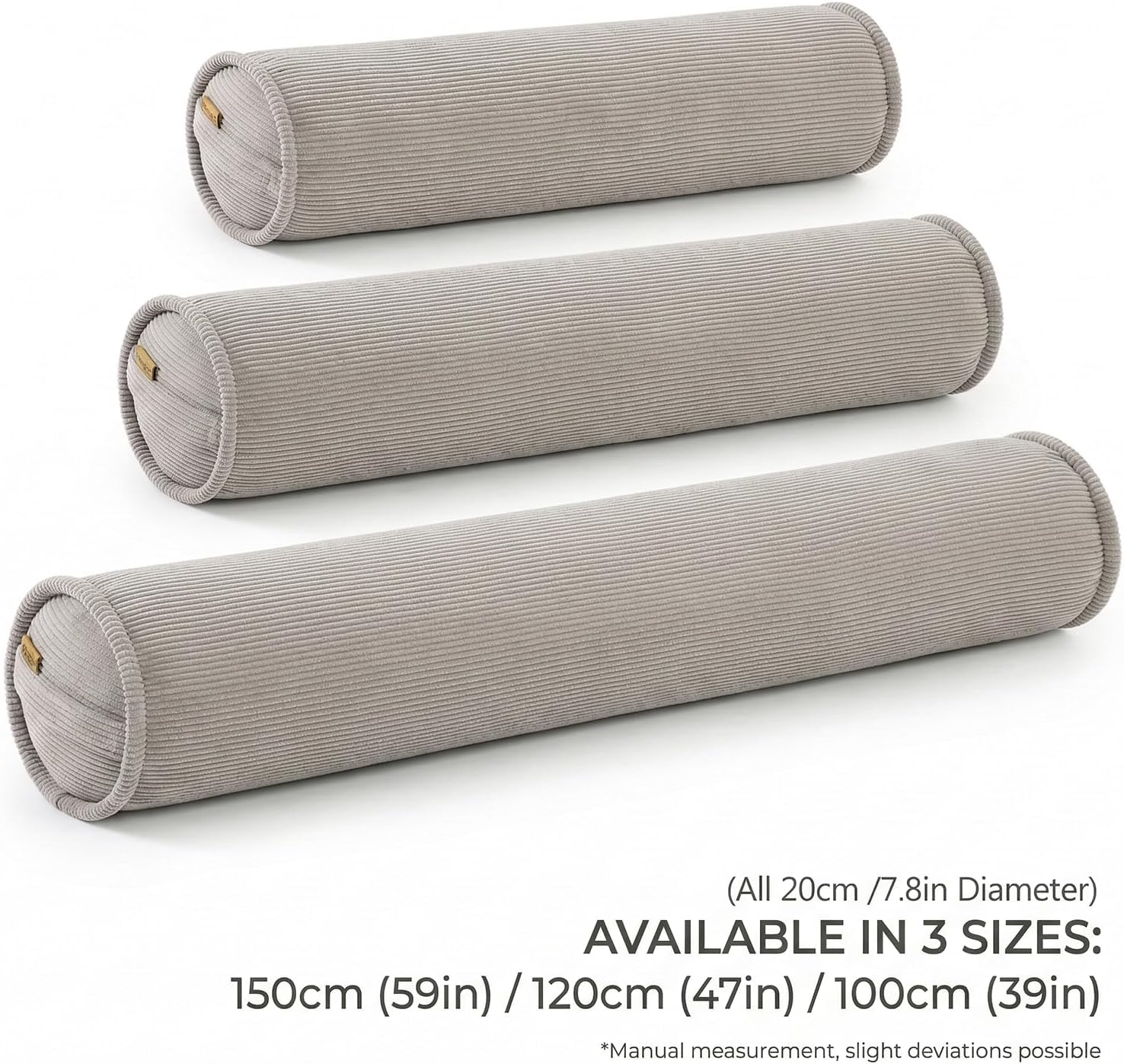 Long Pillow for Bed – Corduroy Round Bolster Pillow for Adults, Decorative Body Pillow for Sleeping or Sofa Support,39 x 7.87…