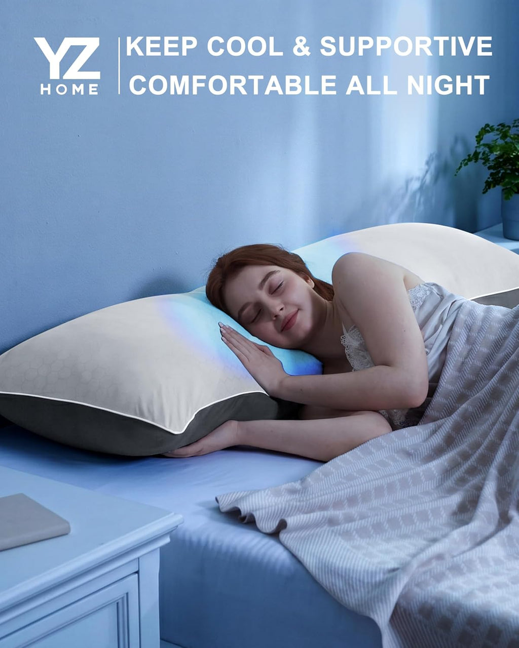YZ HOME Cooling Body Pillow for Adults, Cold Touch Fabric, Blue Shredded Memory Foam, Support for Side Back Stomach Sleepers, Removable…