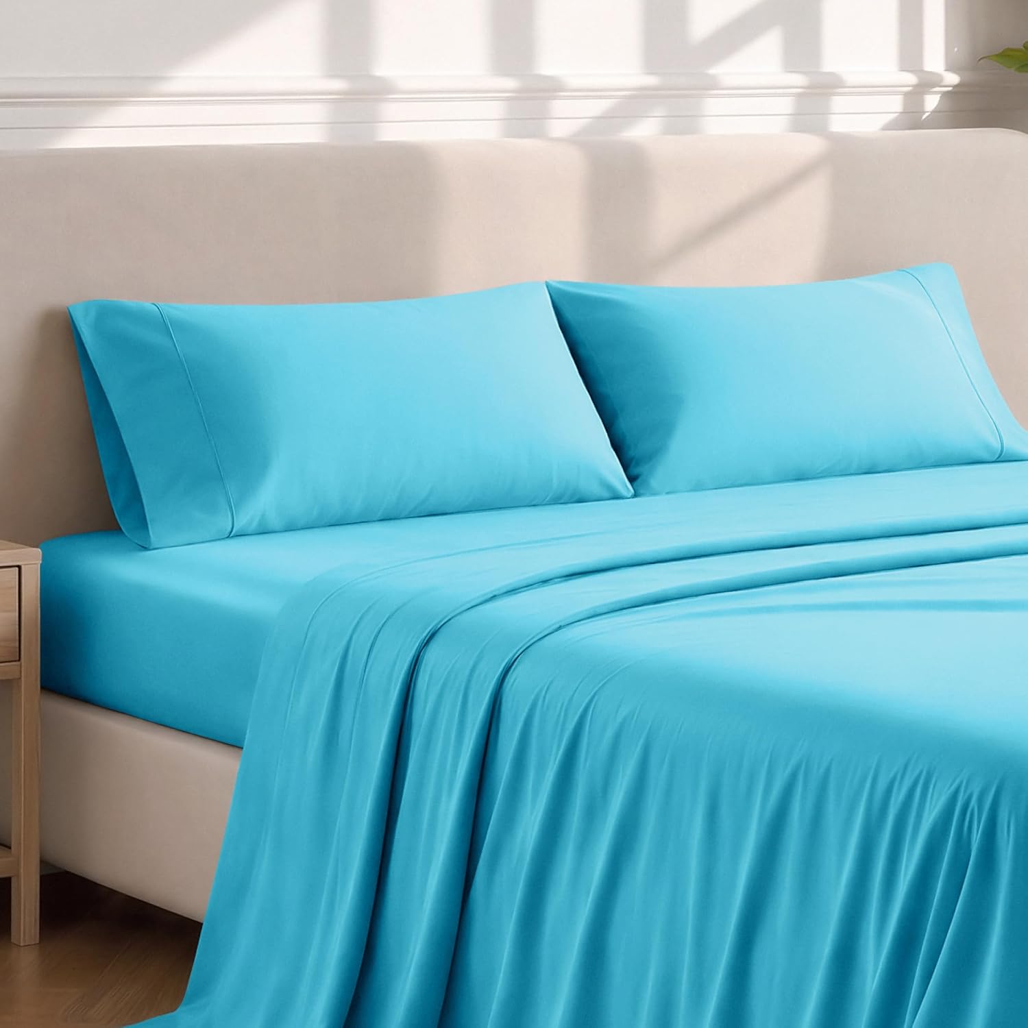 BareHome Bare Home Microfiber Pillow Cases - Standard/Queen Size Set of 2 - Cooling Pillowcases - Double Brushed - Aqua Pillowcases 2 Pack…