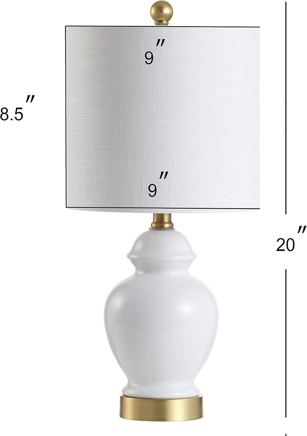 JONATHAN Y 20" White Textured Ceramic and Brass Gold Table Lamp, Glam Bedside Nightstand Lamp for Living Room Bedroom, White Linen Shade…