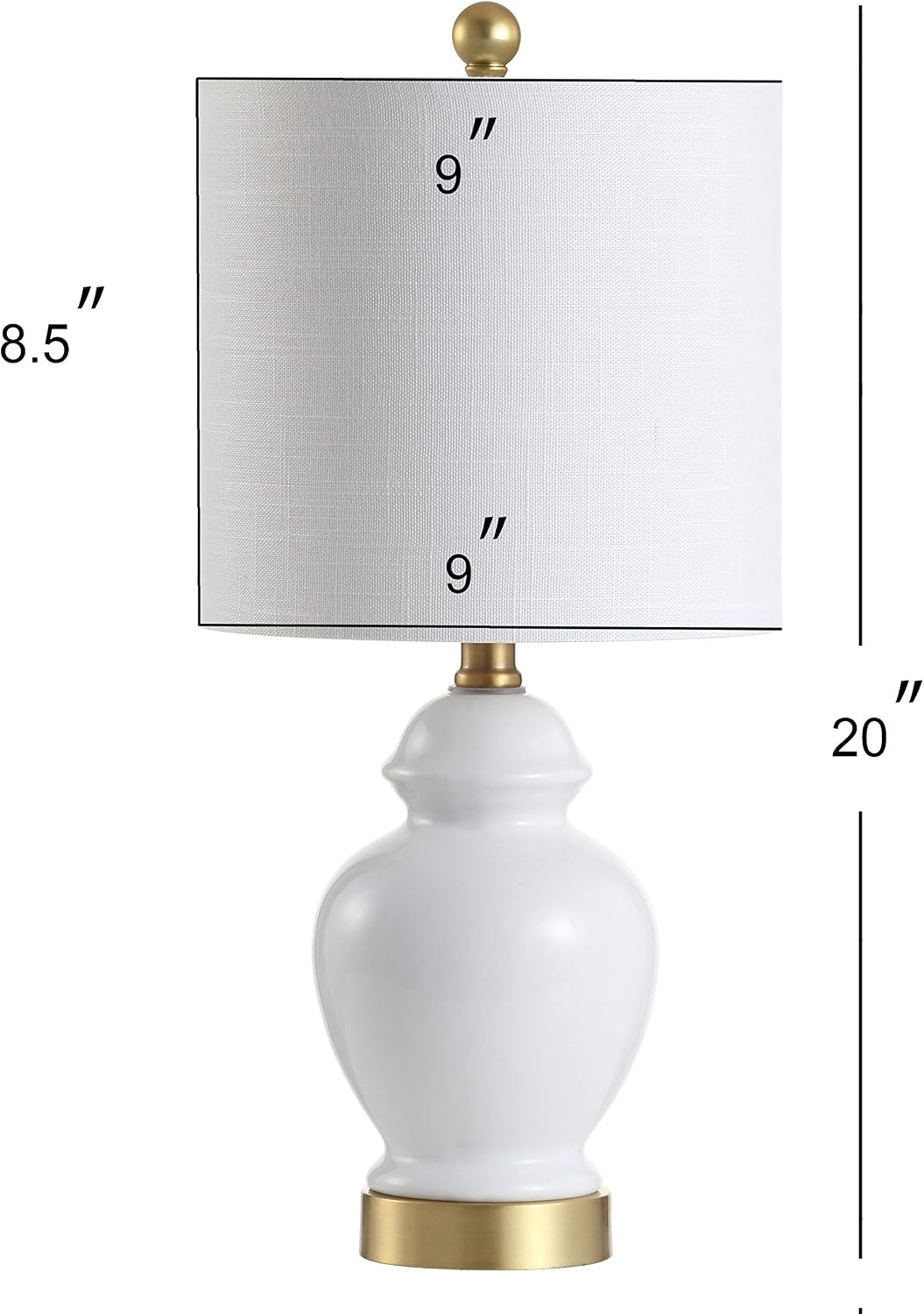 JONATHAN Y 20" White Textured Ceramic and Brass Gold Table Lamp, Glam Bedside Nightstand Lamp for Living Room Bedroom, White Linen Shade…