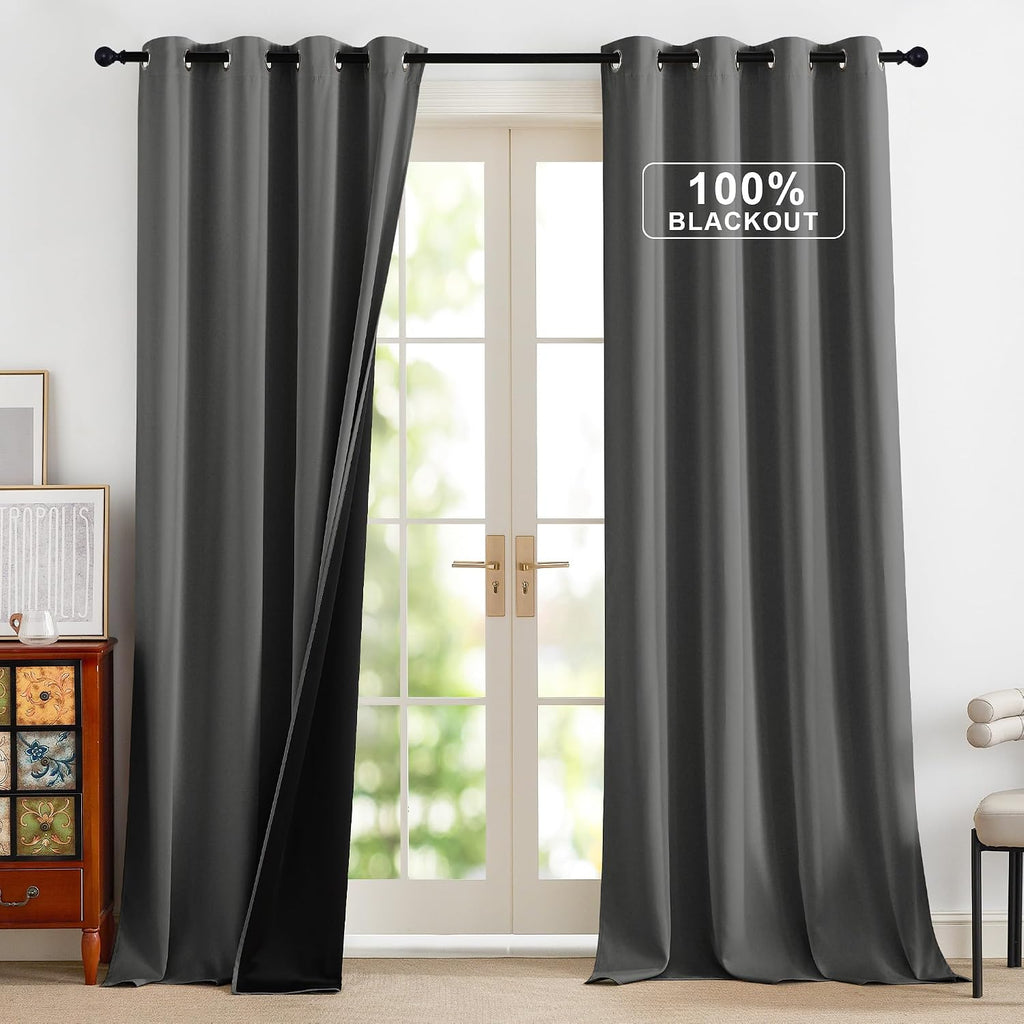 NICETOWN 100% Blackout Curtains 90 Inch Length for Bedroom, Privacy Thermal Insulated Room Darkening Grommet Window Drapes for Living…