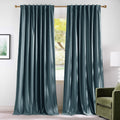 Nicetown Velvet Stone Blue Blackout Curtains 96 inches Long, Rod Pocket & Back Tab Thermal Drapes Luxury Room Darkening Window Treatments f…