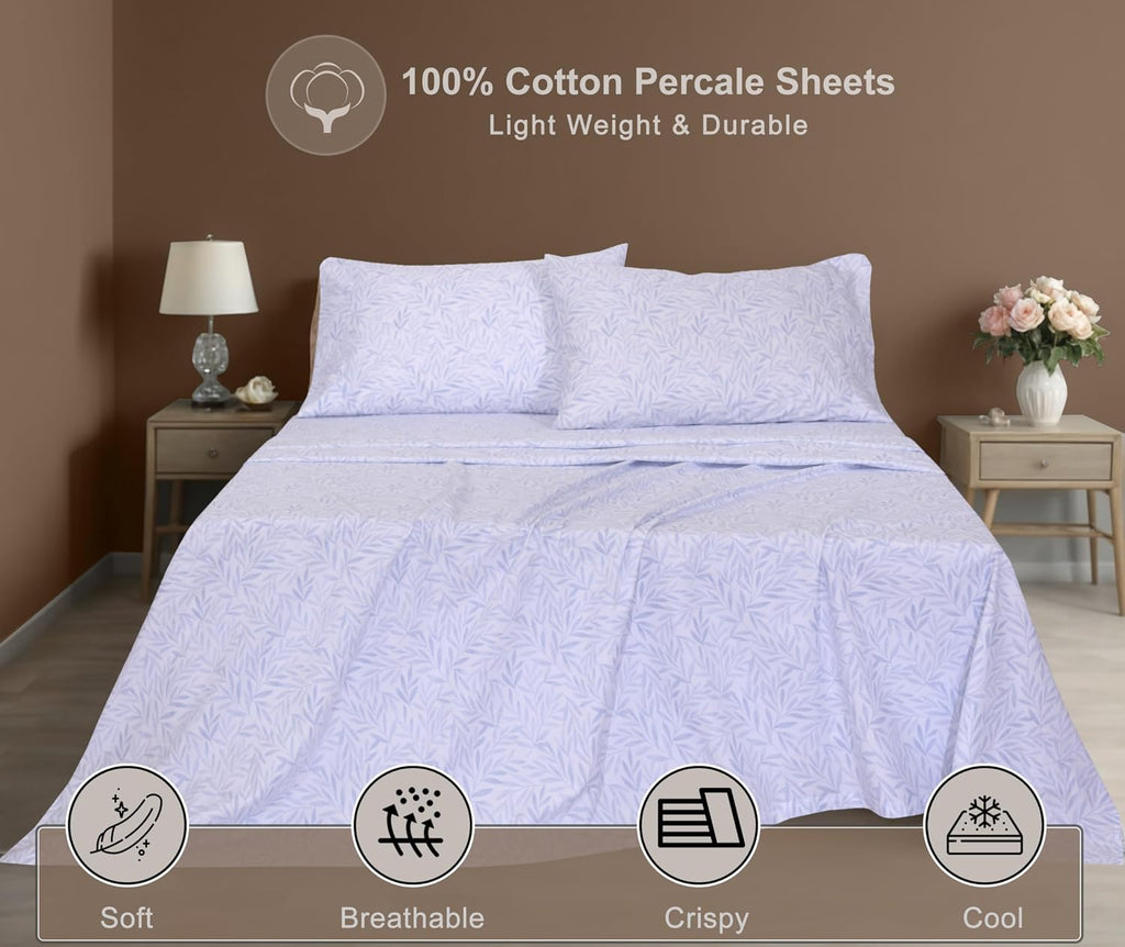 Zoyer 100% Cotton Sheets – Twin Size Percale Bedding, Cooling & Breathable, Durable with a Crisp, Soft & Comfortable Feel, 16" Deep Pocket,…