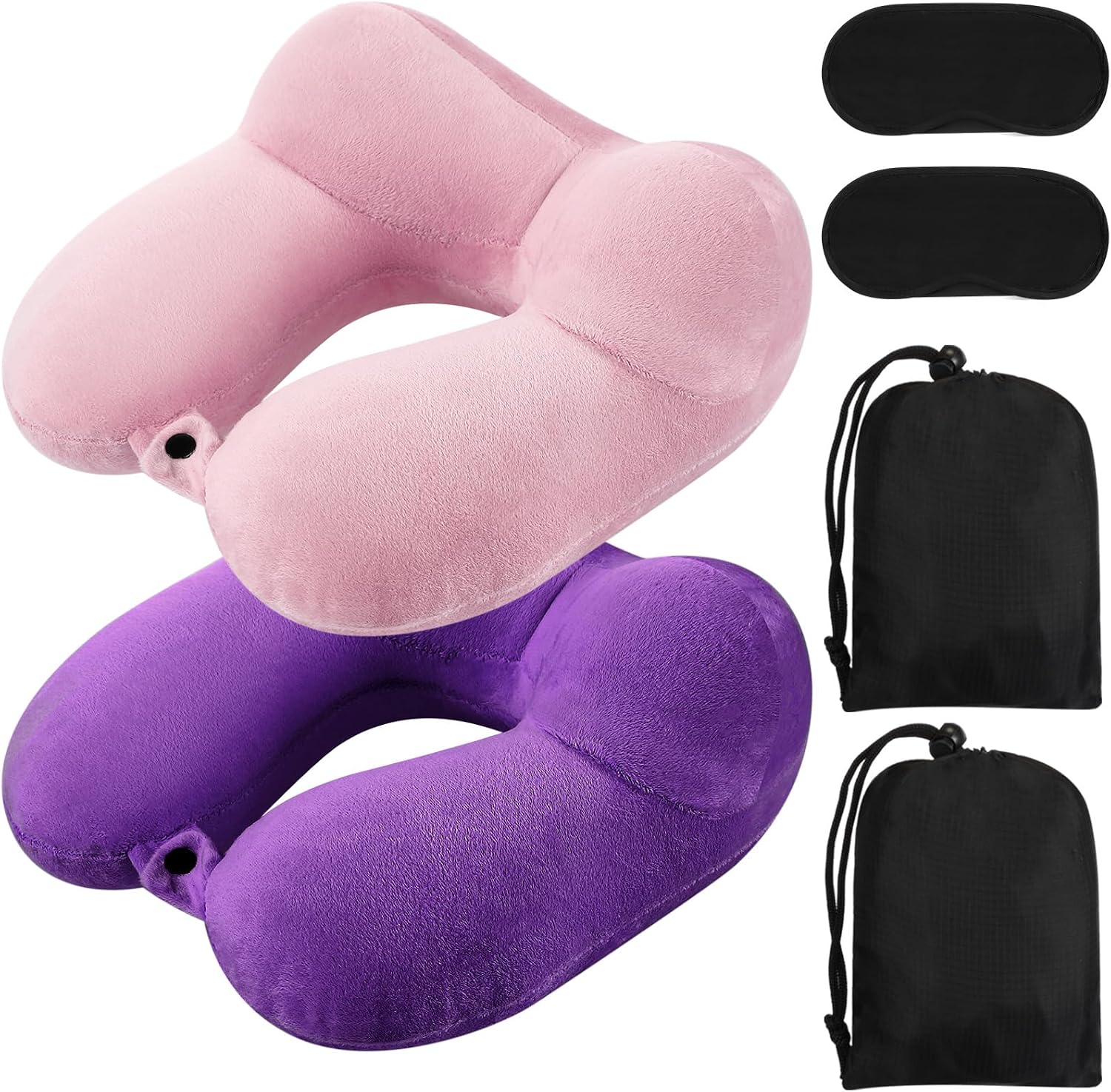 Sintuff 2 Pack Inflatable Travel Pillow for Airplanes Inflatable Neck Flight Pillows with Compact Bag and Blindfold for Traveling…