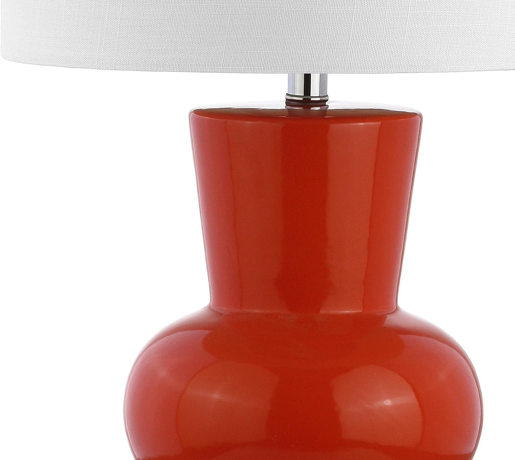 JONATHAN Y 28.5" Coral Ceramic Table Lamp for Living Room Bedroom Nightstand, Modern Hourglass LED Bedside Lamp with Crystal Base and…