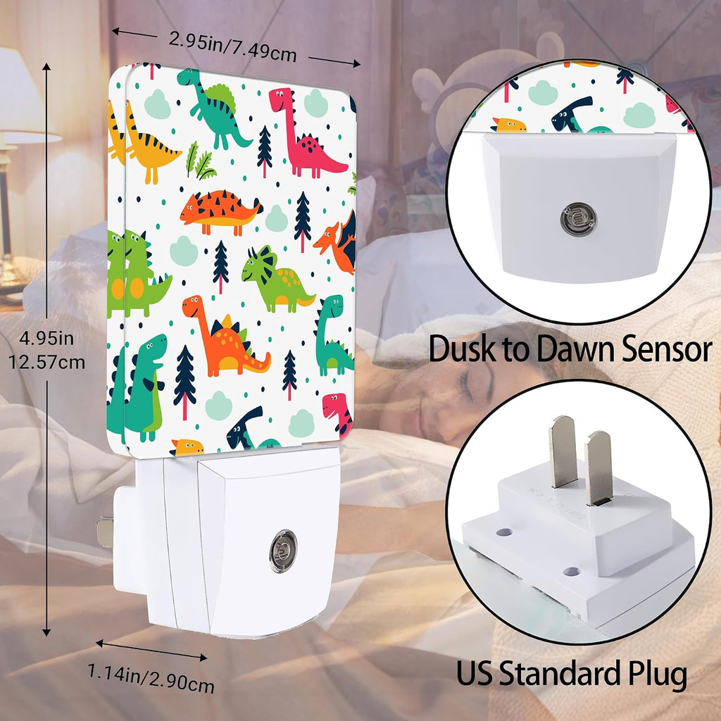 Colorful Dino Tree Night Light, Dusk to Dawn Smart Sensor Nightlight for Bedroom Bathroom Kitchen Hallway Stairs Hallway, Plug-in, Energy…