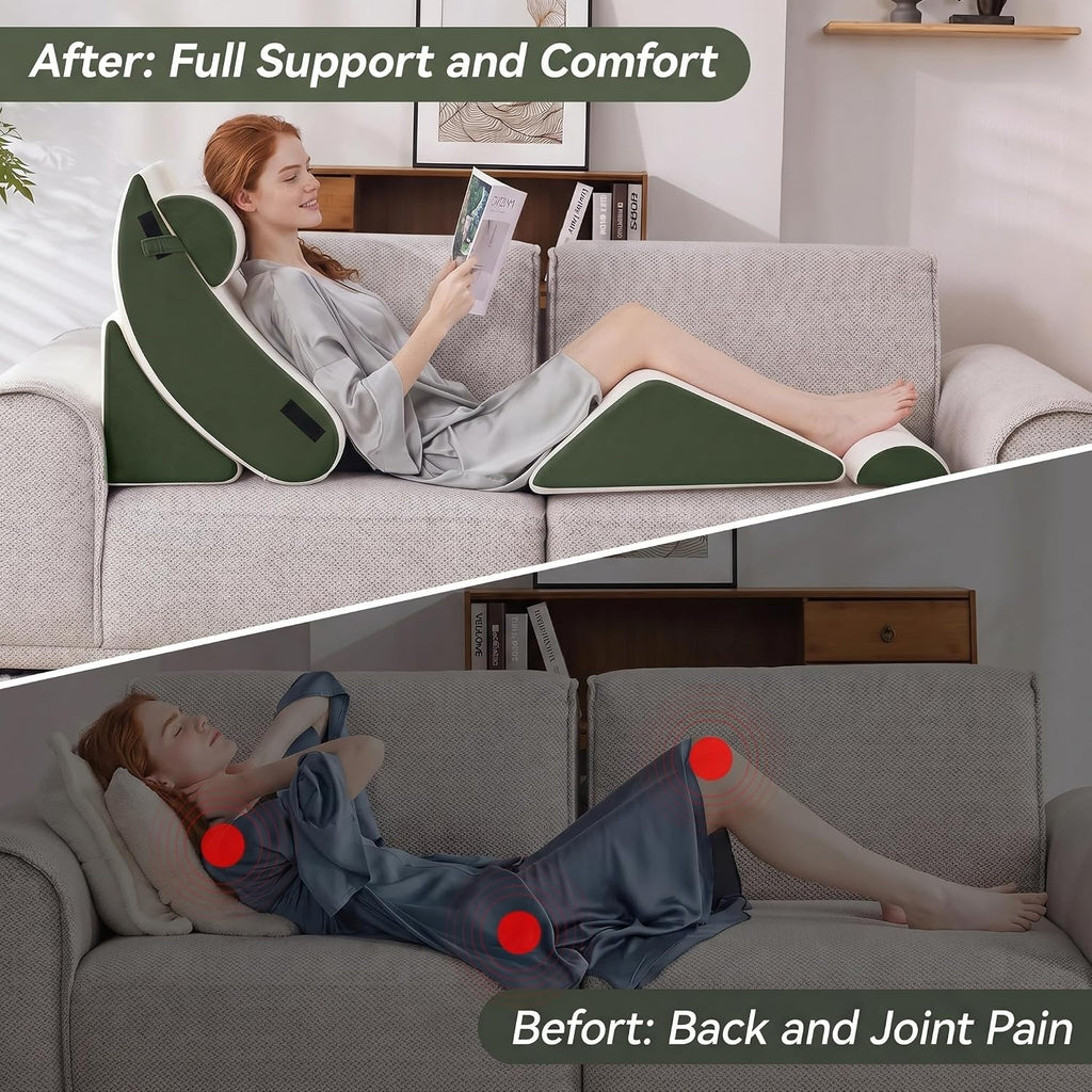 Yosdur 5PCS Wedge Pillow Set for After Surgery, Bed Orthopedic Pillow for Sleeping, Memory Foam Back Pillow for and Acid Reflux, Adju…