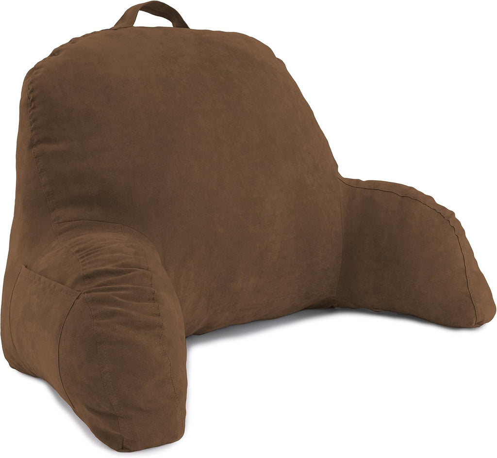 Deluxe Comfort Microsuede Bed Rest - Backrest Pillow with Arms - Bed Rest Pillow - Reading Bedrest Lounger - Sitting Support Pillow - Soft…