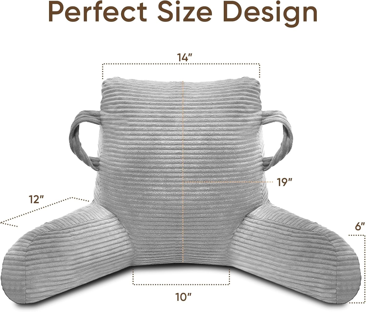 Reading Pillow for Sitting in Bed Adult, Bed Reading Pillow with Shredded Memory Foam, Back Pillow for Sitting with Arms and Pockets…