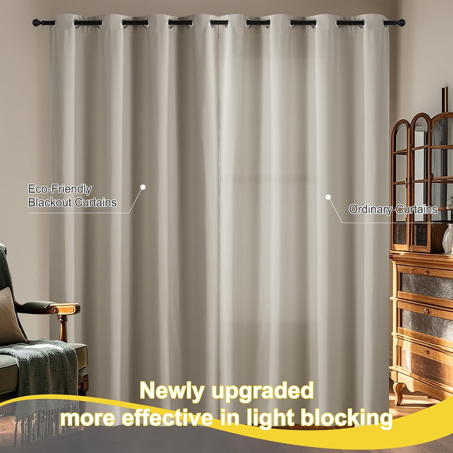 NICETOWN Blackout Curtains for Bedroom, Grommet Privacy 100% Blackout 96 inches Length Thermal Insulated Curtains for Living Room, 2…