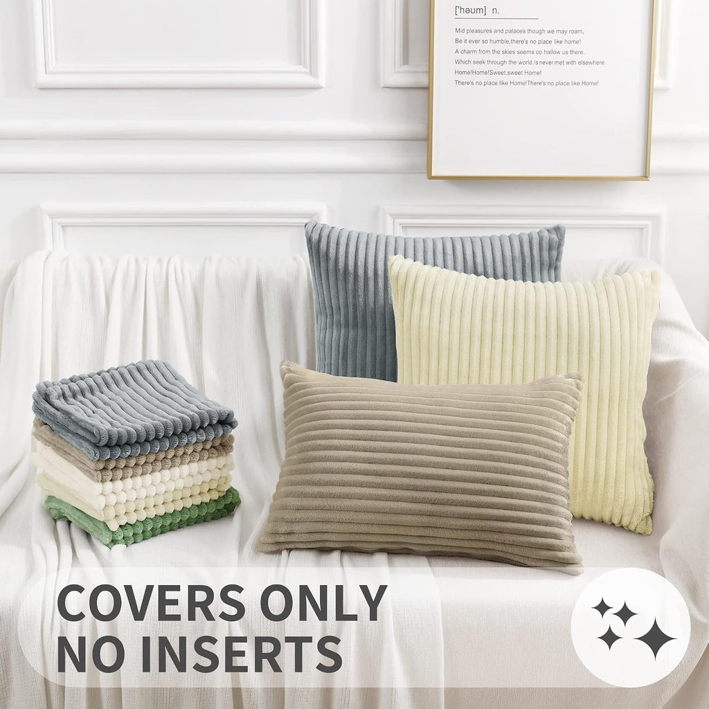 SimmoreHomeDecor Simmore Decorative Throw Pillow Covers 18x18 Set of 2, Soft Natural Plush Flannel Double-Sided Fluffy Couch Pillow Covers…