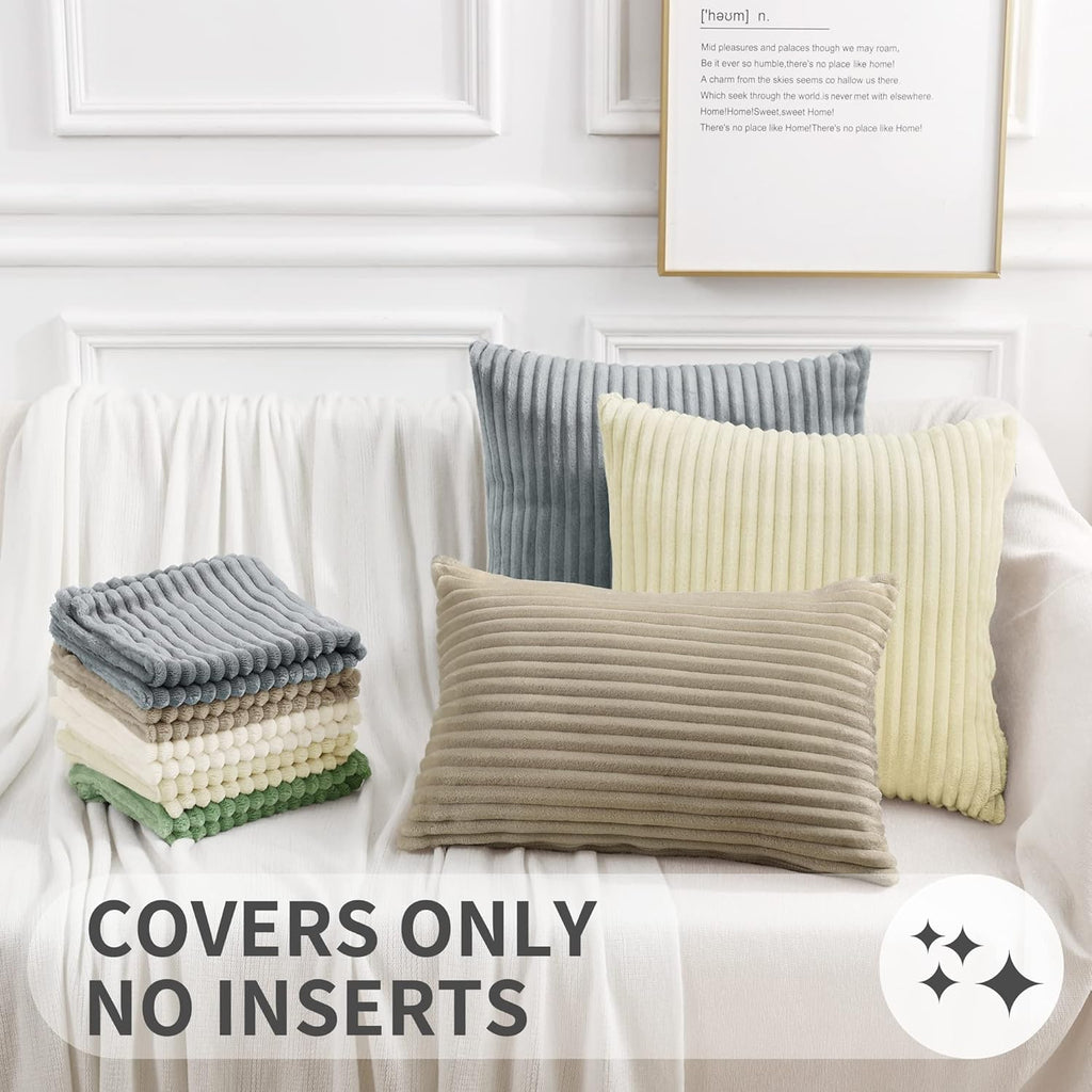 SimmoreHomeDecor Simmore Decorative Throw Pillow Covers 24x24 Set of 2, Soft Natural Plush Flannel Double-Sided Fluffy Couch Euro Sham Pill…
