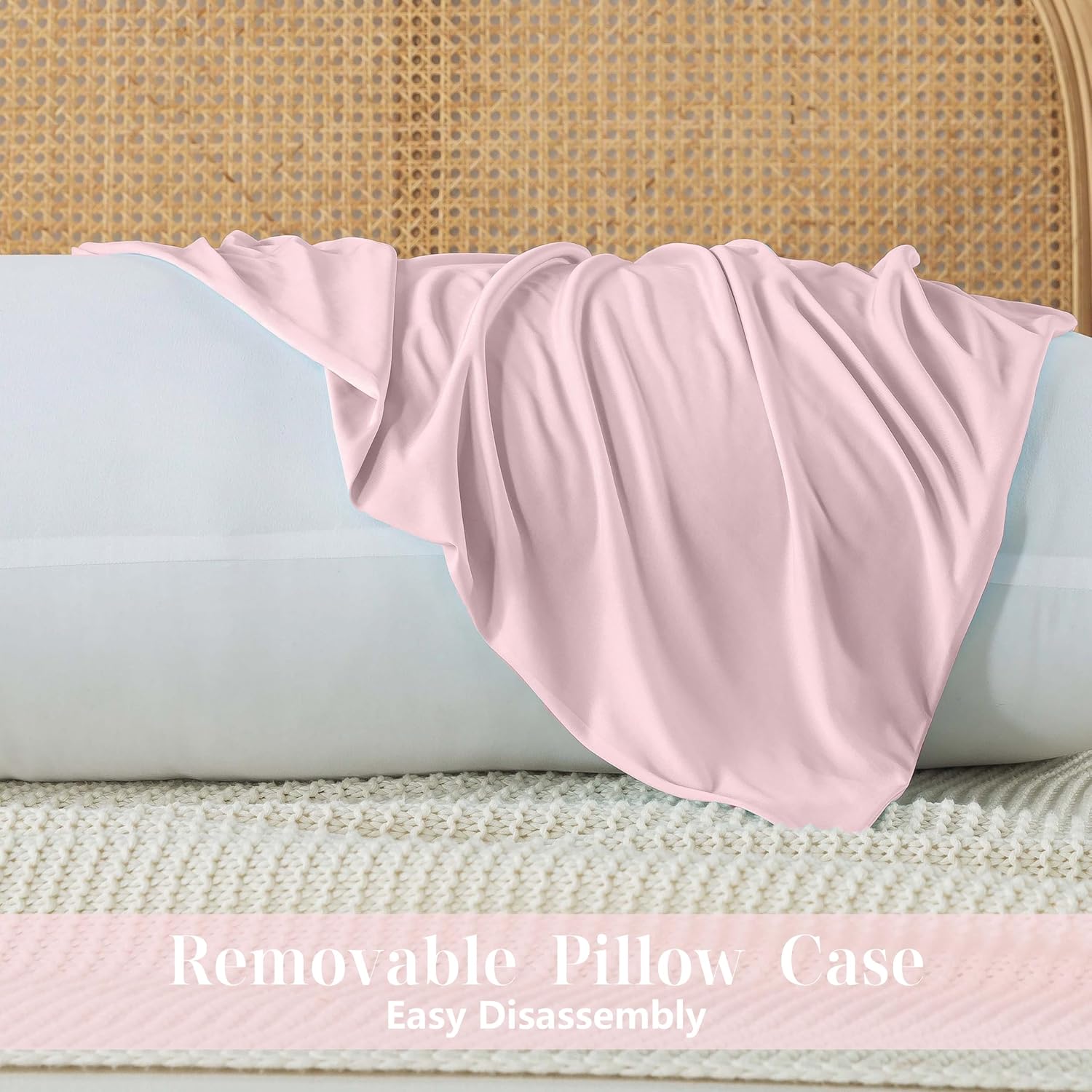 WhatsBedding Memory Foam Body Pillow with Zippered Cooling Cover, Full Body Pillow for Adults, Long Pillow for Sleeping, Fluffy…