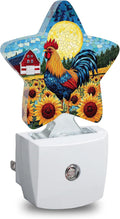 Rooster Sunflower Star Night Light Plug in, Soft Glow Night Light for Kids Bedroom Nursery, Gentle Warm Light for Sleep, Compact Lamp for…
