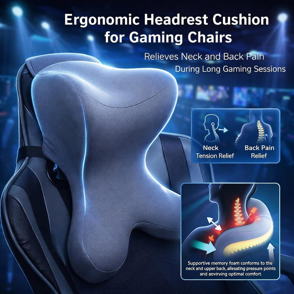Car Neck Pillow for Driving Seat headrest Pillow/Gaming Chair Pillow with Adjustable Strap Removable Cover Ergonomic Design Neck Support…