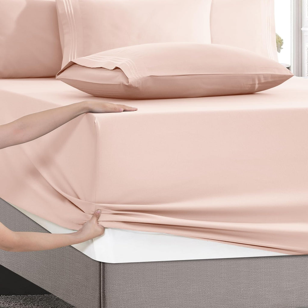 MocassiLuxuryBedding Mocassi Luxury 6-Piece Sheet Set, Ultra Soft 1800 Hotel Quality Microfiber Sheet Set, Fits Mattresses Up to 18 to 24 I…