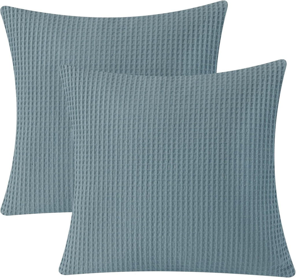 Phf 100% Cotton Waffle Weave Throw Pillow Cover, 24" x 24", No Filling, 2 Pack Elegant Home Decorative Square Throw Pillow Covers for Bed C…