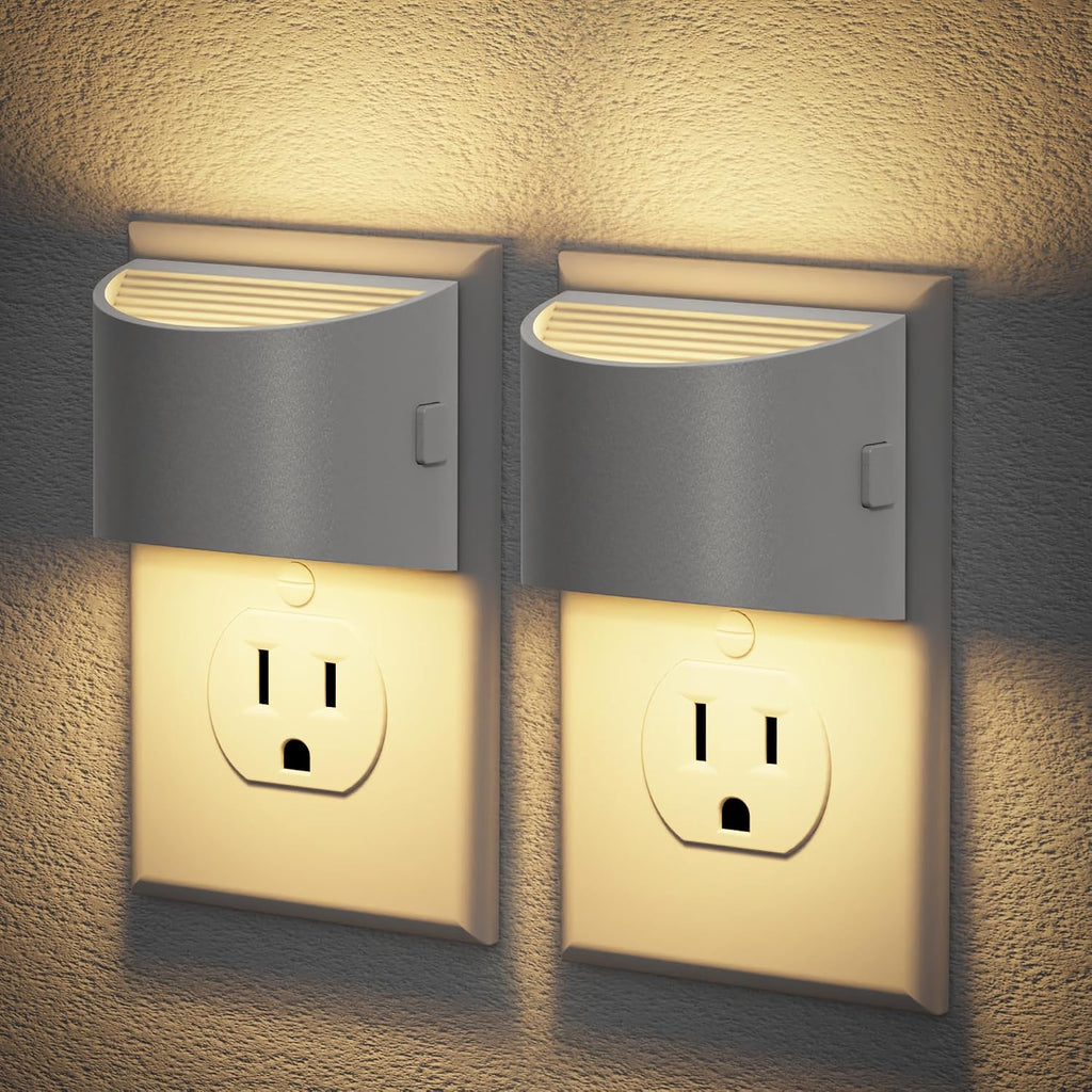 JandCase Night Light, Automatic Night Lights Plug into Wall,2 Pack Dusk to Dawn Sensor Nightlight, 3000K Soft White Brightness Adjustable N…