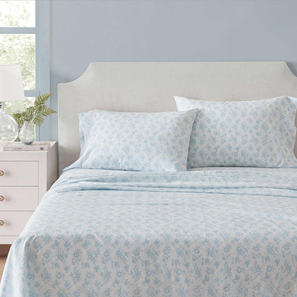 MarthaStewart Martha Stewart - King Size Sheets Set, Crisp & Tailored Cooling Sheets w/a Naturally Smooth Cotton Percale Lightweight Feel -…