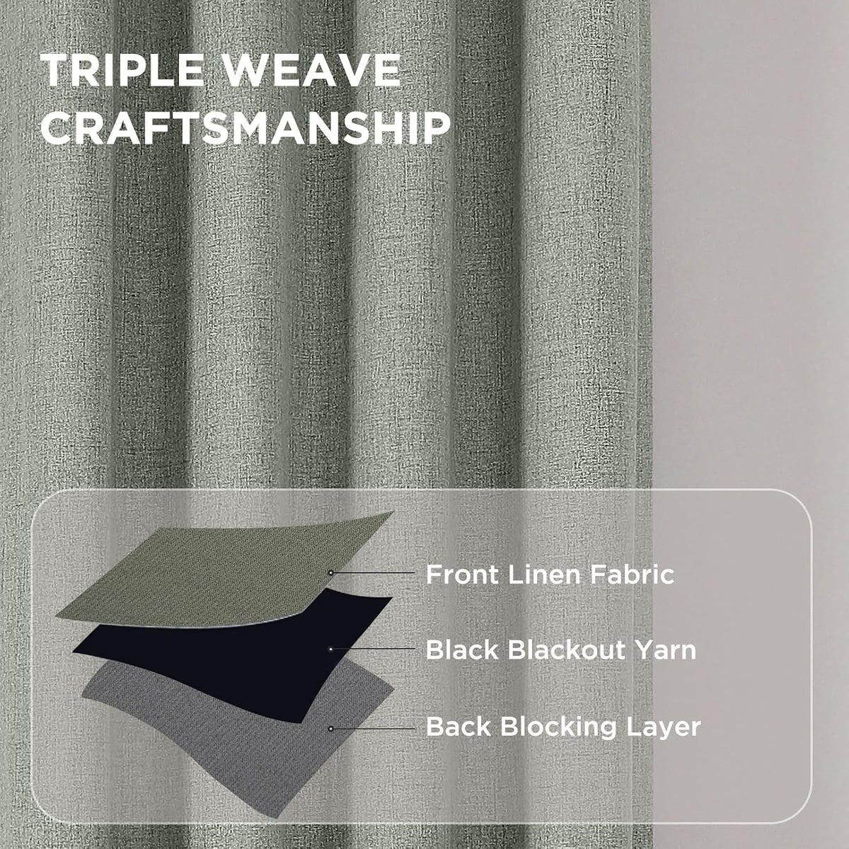 Cucraf 100% Blackout Curtains 96 inches Length 2 Panels Set, Room Darkening Linen Textured Curtain Grommet for Bedroom Living Room, Light B…