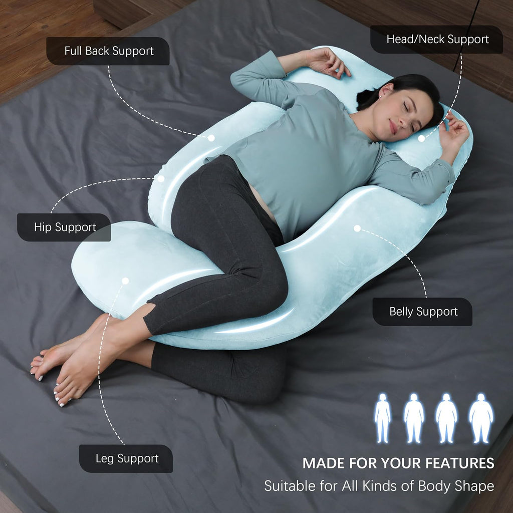 Moonpark MOON PARK Pregnancy Pillows for Sleeping - U Shaped Full Body Maternity Pillow with Removable Cover - Support for Back, Legs, Bell…