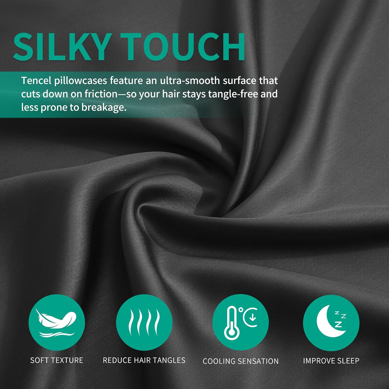 Stnomyhome Eucalyptus Tencel Cooling Pillowcase 2 Pack King Dark Gray | Moisture Wicking for Night Sweats | 3X Faster Drying | Oeko-TEX Cer…