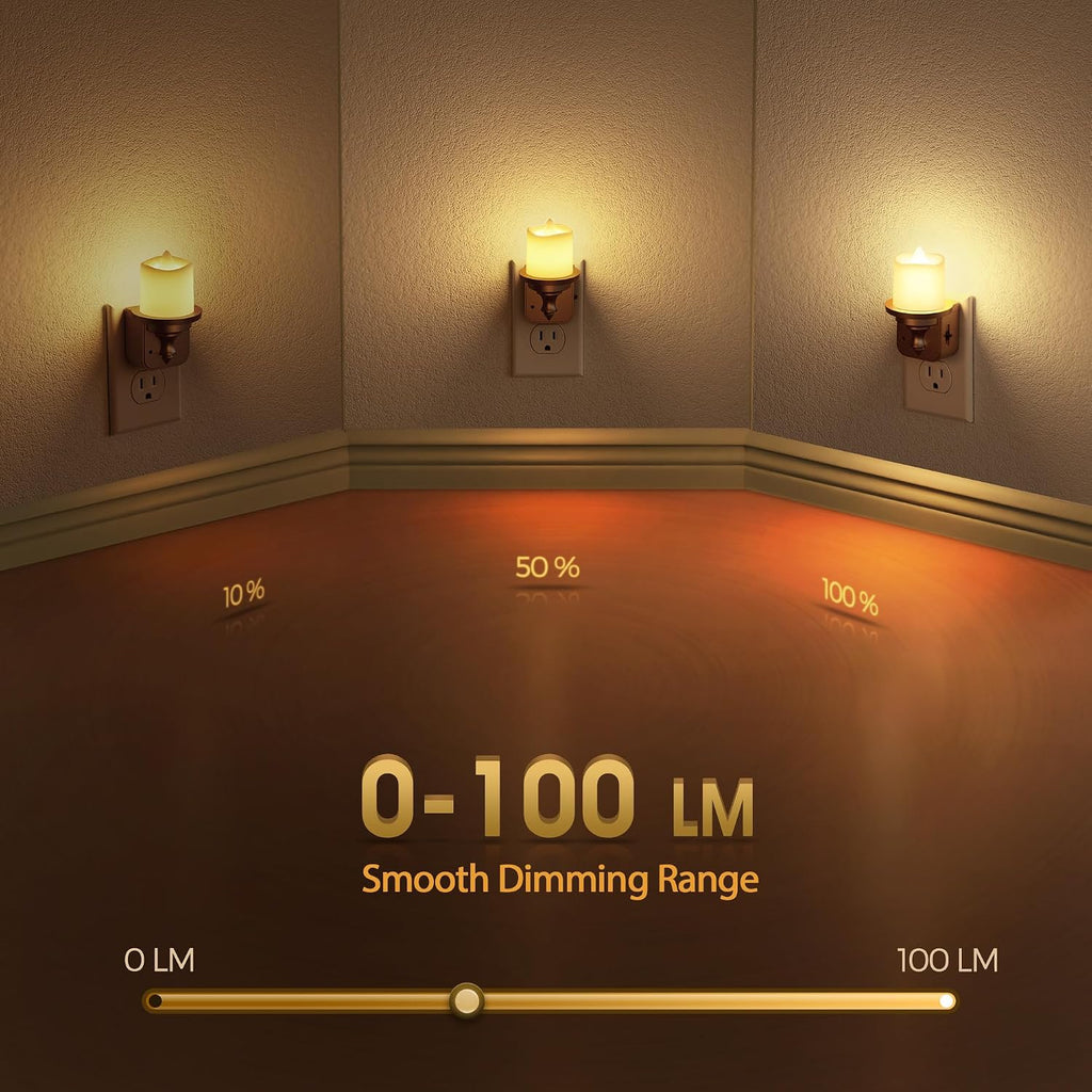 Briignite Candle Night Light, Night Lights Plug into Wall 2 Pack, LED Vintage Night Light with Light Sensor, 0-100LM Dimmable Nightlight…